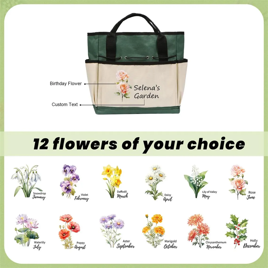 Personalized Gardening Bag & Tools – Gift for Mom & Grandma - Image 7