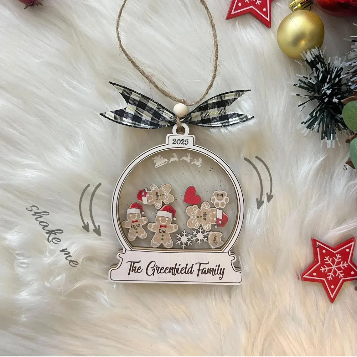 Personalized Gingerbread Man Family Christmas Ornament 2025 – Custom 4D Shaker Ornament Gift - Image 3
