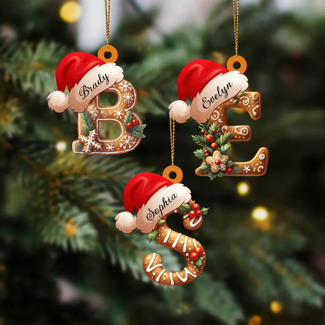 Personalized Gingerbread or Candy Cane Letter Ornament | Custom Initial - Image 2