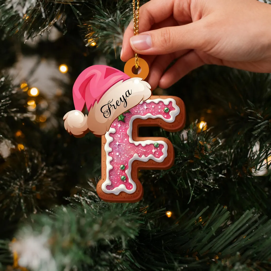 Personalized Gingerbread or Candy Cane Letter Ornament | Custom Initial - Image 3