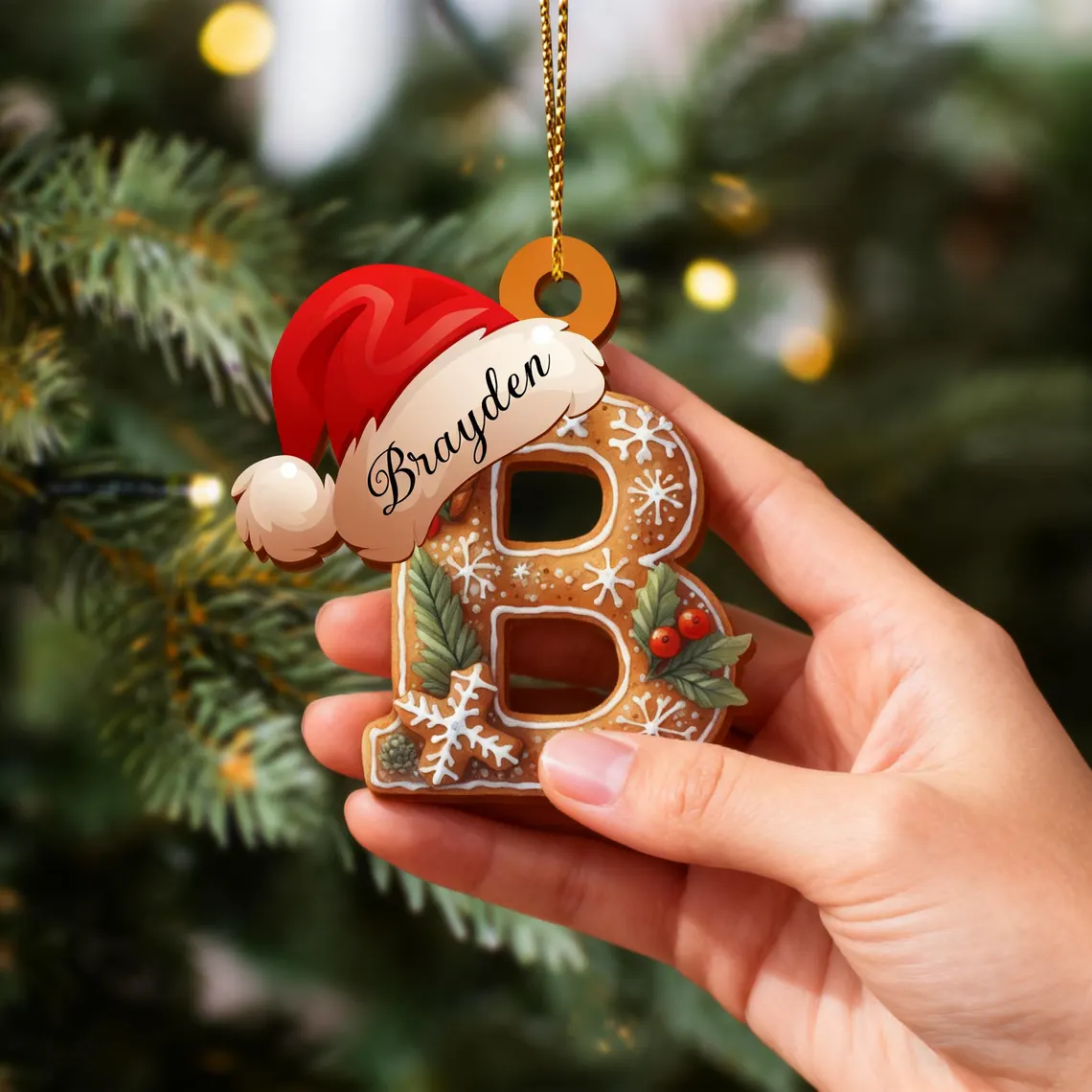 Personalized Gingerbread or Candy Cane Letter Ornament | Custom Initial - Image 4