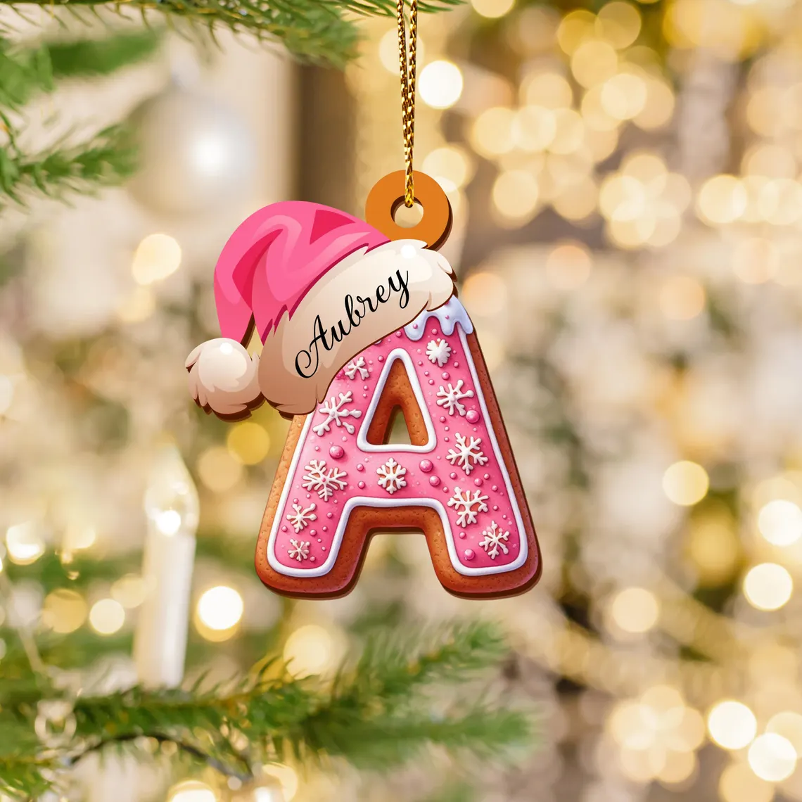 Personalized Gingerbread or Candy Cane Letter Ornament | Custom Initial - Image 5