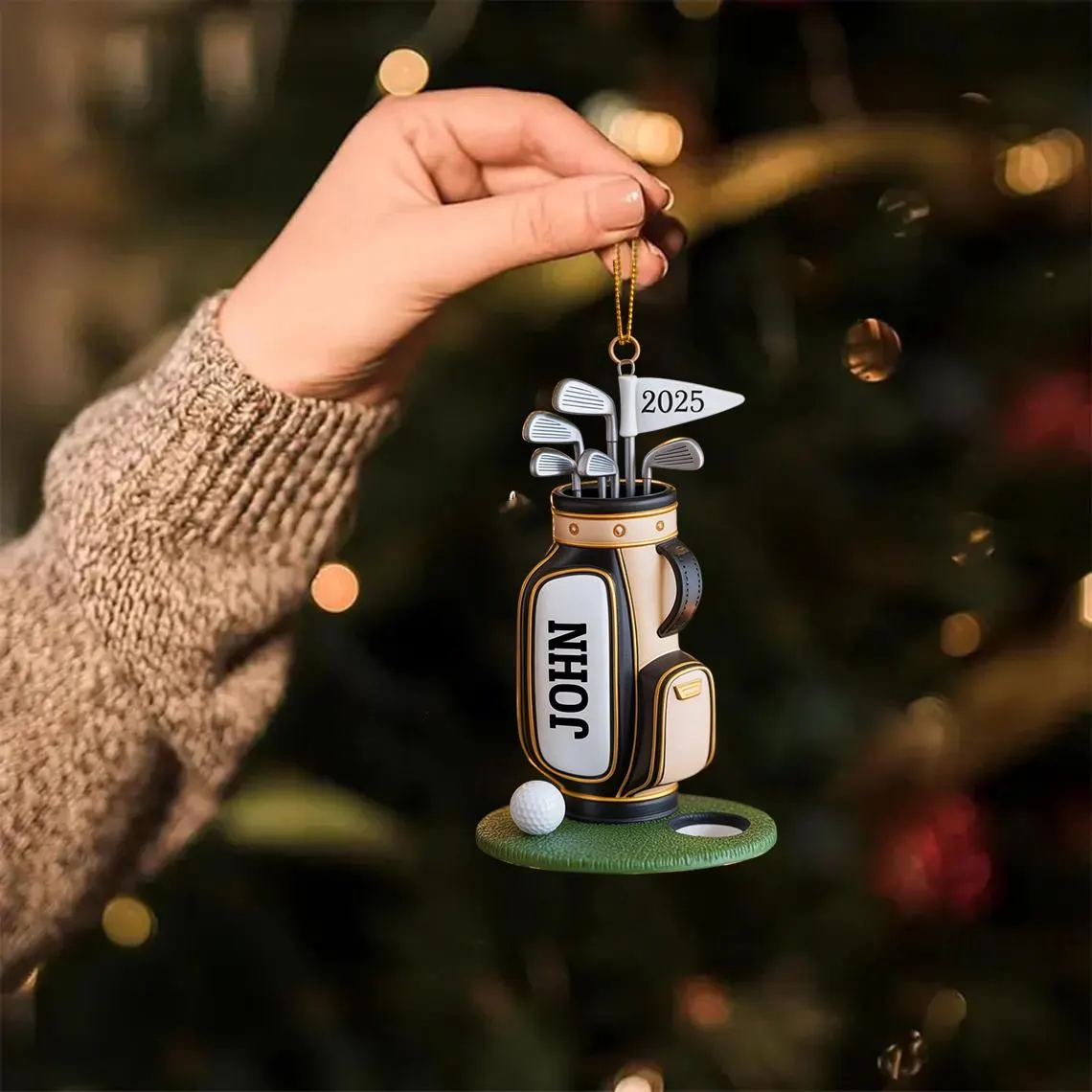 Personalized Golf Bag Ornament – Custom Name Golf Christmas 2025