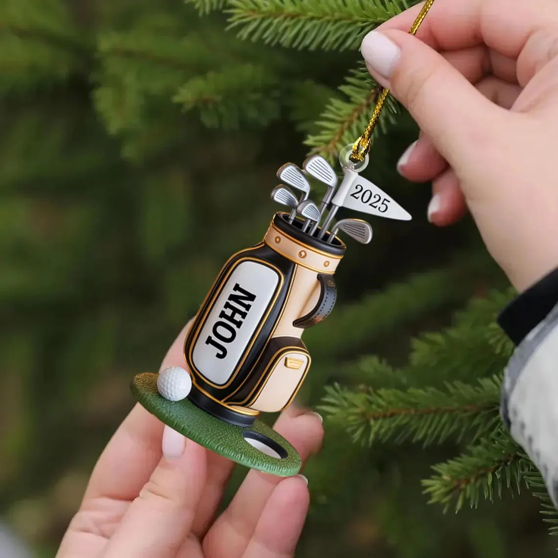 Personalized Golf Bag Ornament – Custom Name Golf Christmas 2025 - Image 2