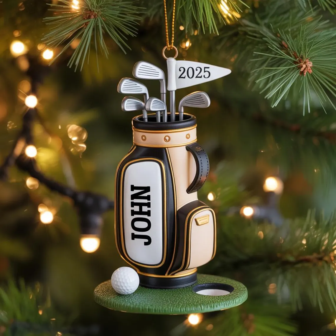Personalized Golf Bag Ornament – Custom Name Golf Christmas 2025 - Image 3