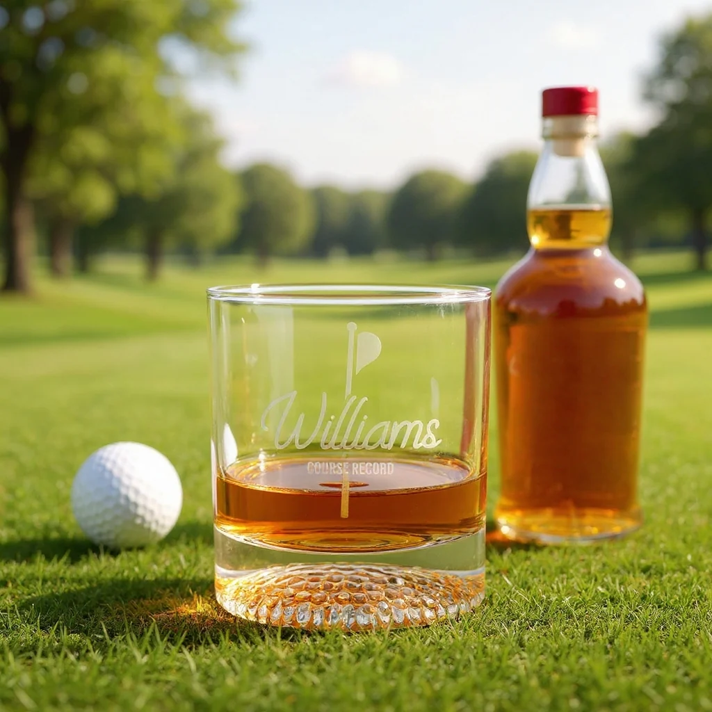 Personalized Golf Whiskey Glass – Custom Gift for Him