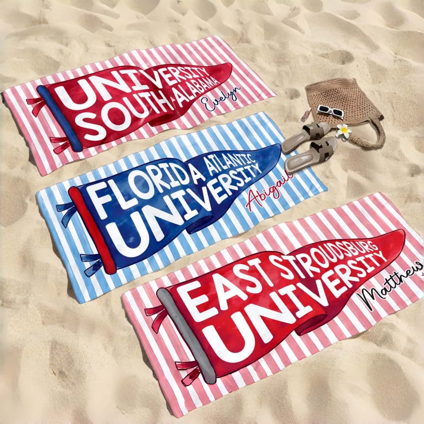 Personalized Graduation Beach Towel with School Pennant - Image 3