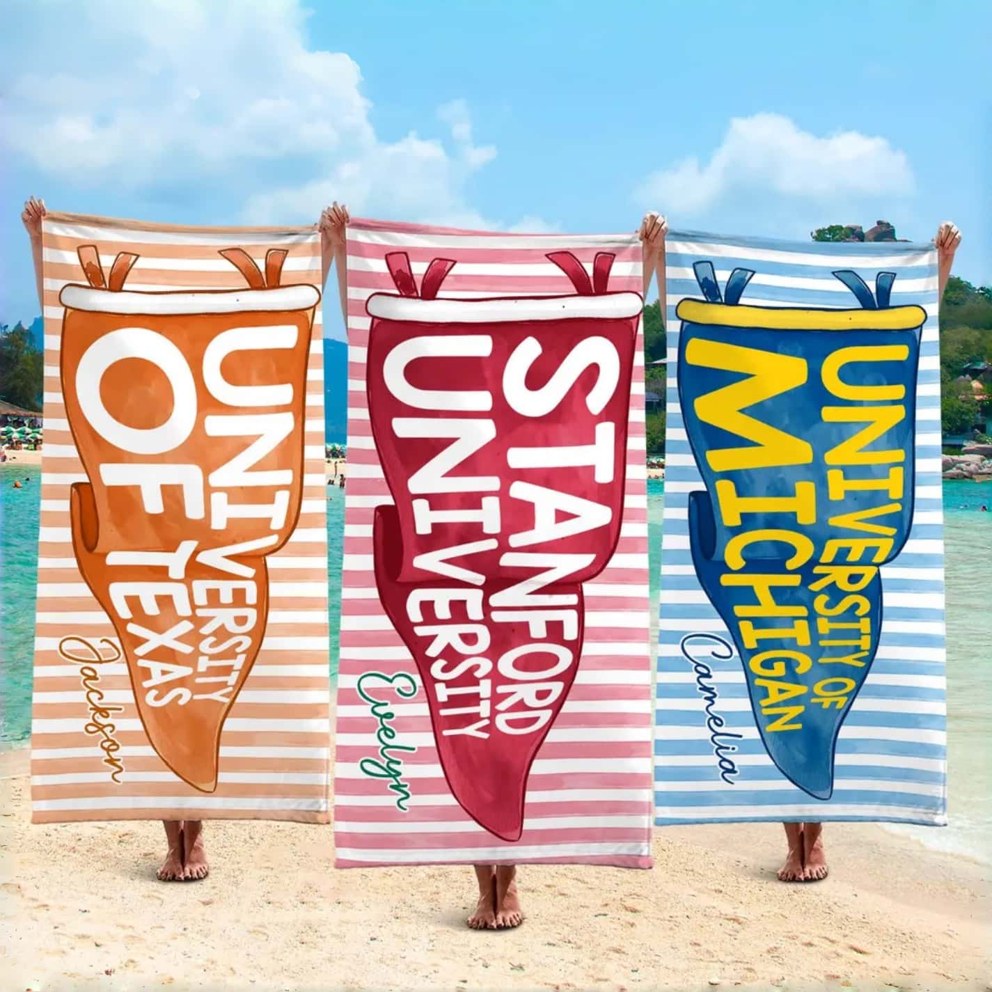Personalized Graduation Beach Towel with School Pennant - Image 6