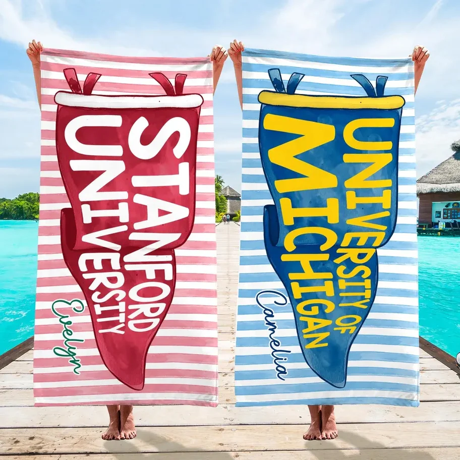 Personalized Graduation Beach Towel with School Pennant - Image 7