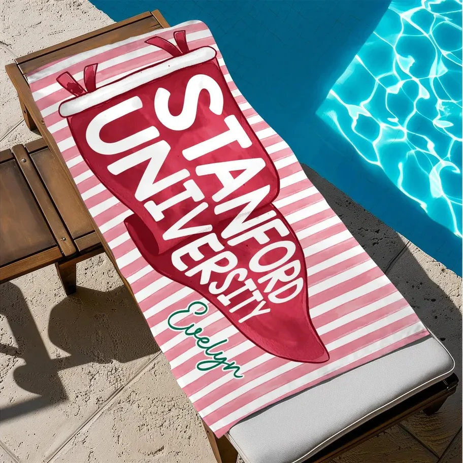 Personalized Graduation Beach Towel with School Pennant - Image 8