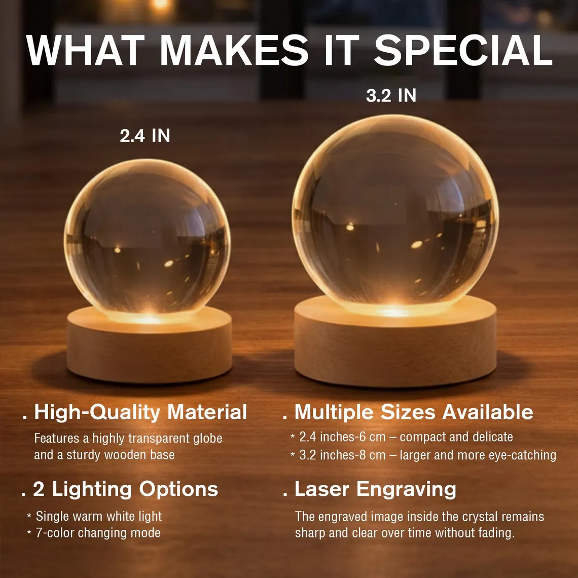 Personalized Graduation Crystal Ball Night Light Gift - Image 7