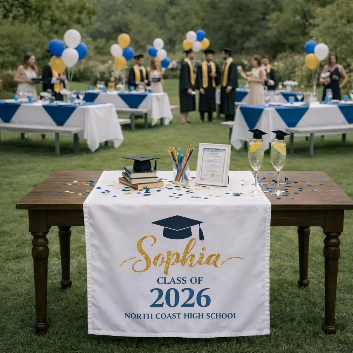 Personalized Graduation Table Runner – Class of 2026 Decor
