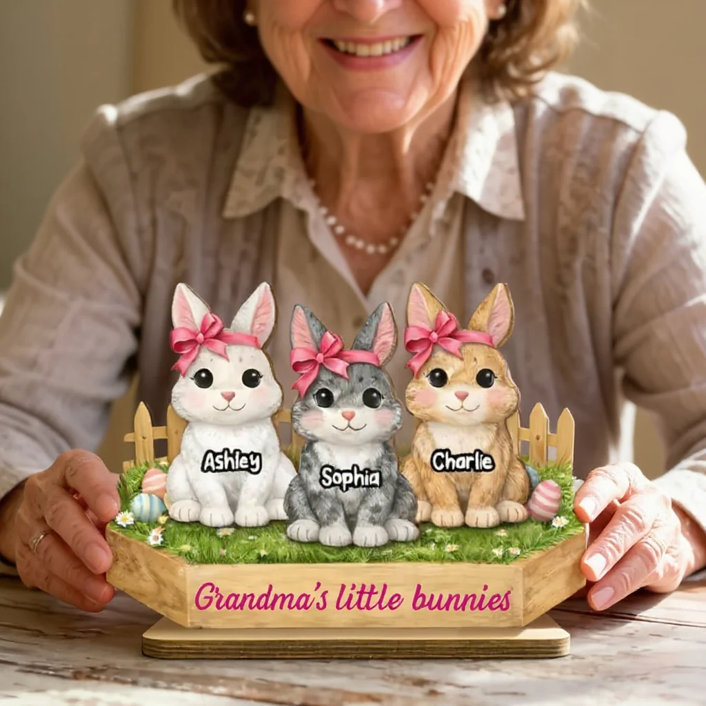 Personalized Grandma Easter Bunny Wooden Plaque Gift