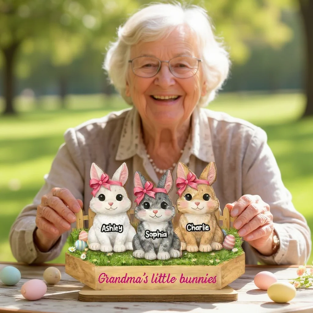 Personalized Grandma Easter Bunny Wooden Plaque Gift - Image 2