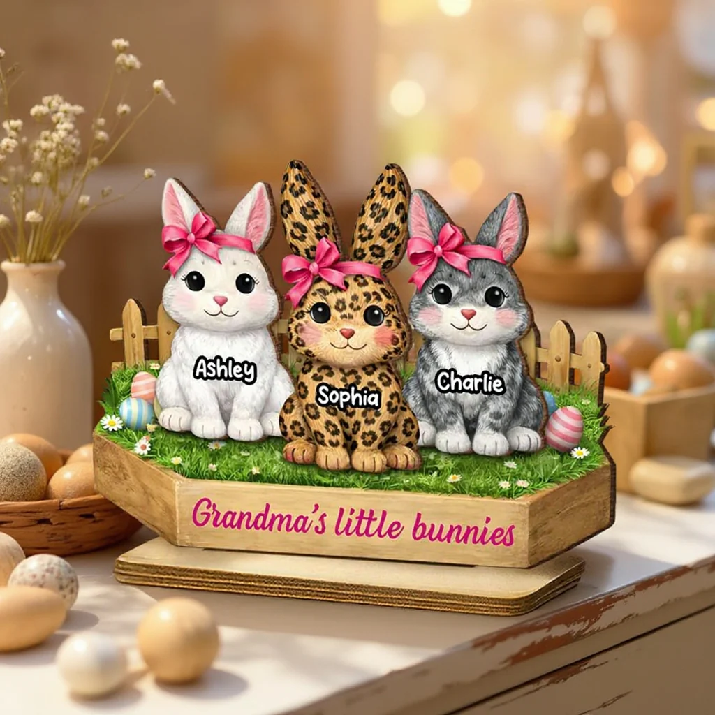 Personalized Grandma Easter Bunny Wooden Plaque Gift - Image 3