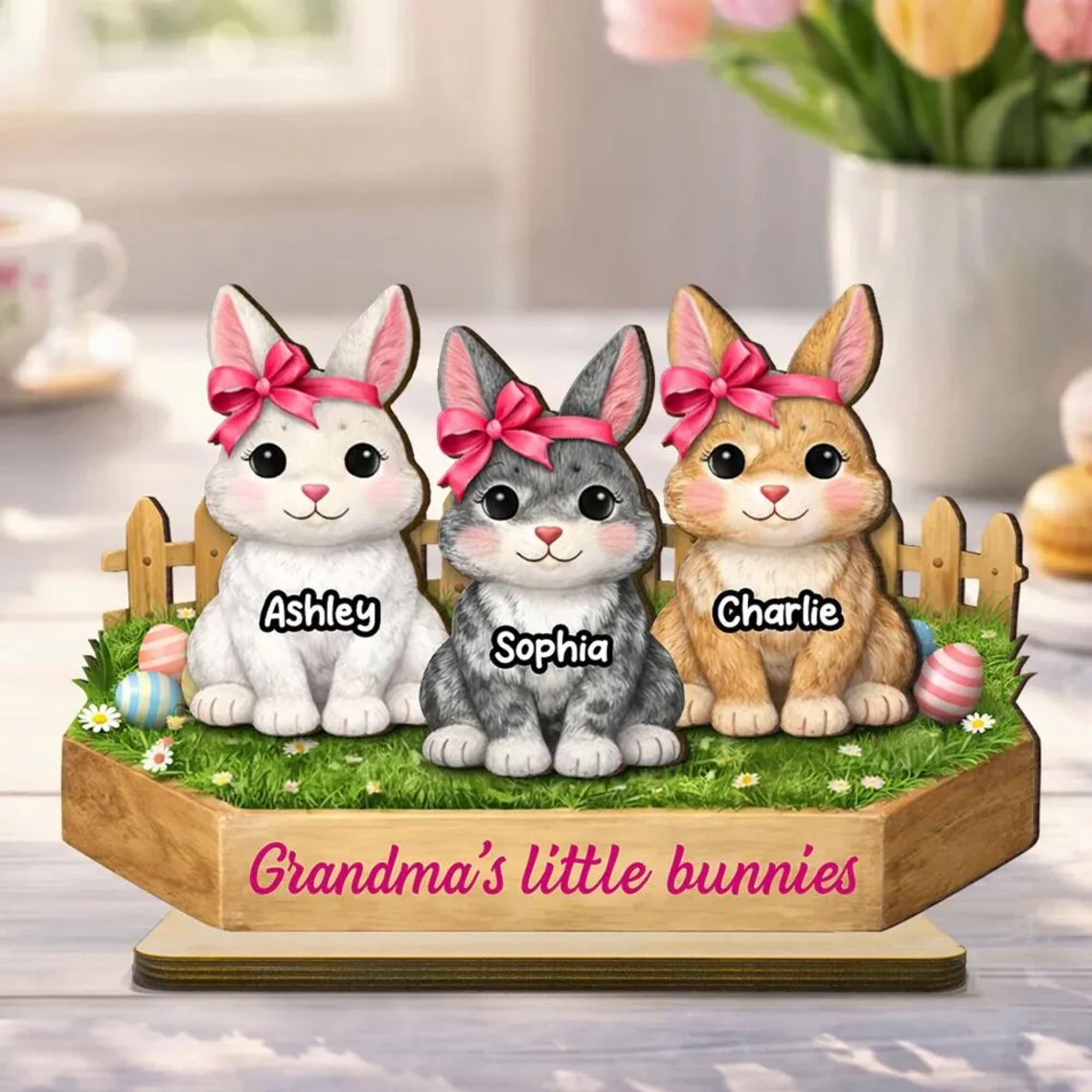 Personalized Grandma Easter Bunny Wooden Plaque Gift - Image 4