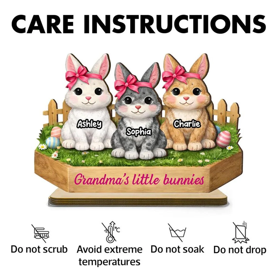 Personalized Grandma Easter Bunny Wooden Plaque Gift - Image 6