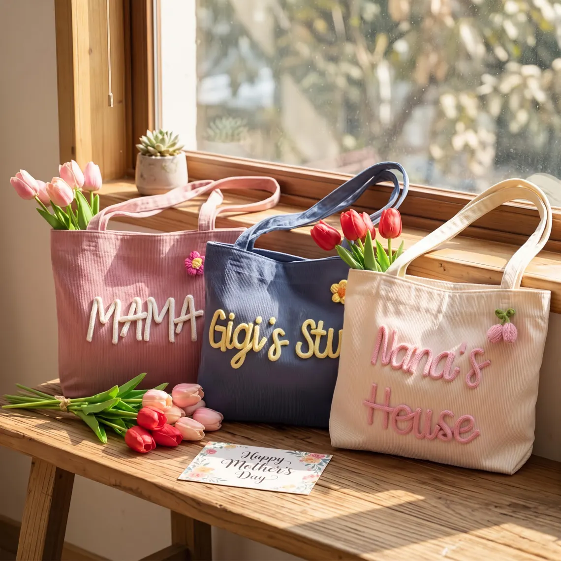 Personalized Grandma Tote Bag with 3D Name Gift - Image 2