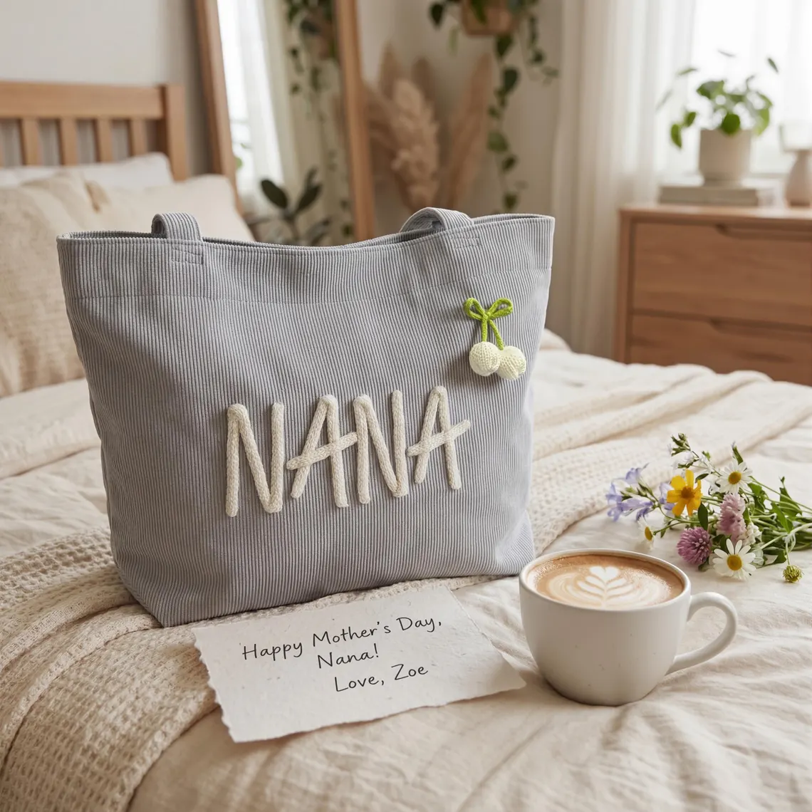 Personalized Grandma Tote Bag with 3D Name Gift - Image 4