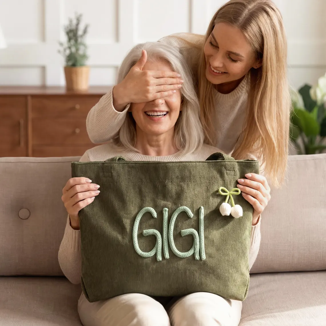 Personalized Grandma Tote Bag with 3D Name Gift - Image 7