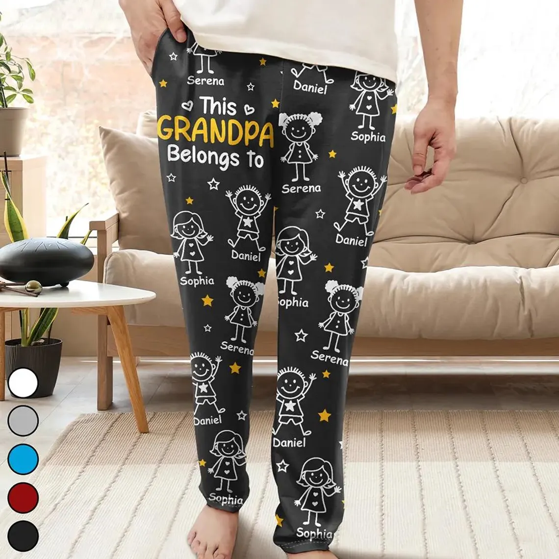This Grandpa/Dad Belongs To – Personalized Kids & Pet Pajama Pants - Image 2