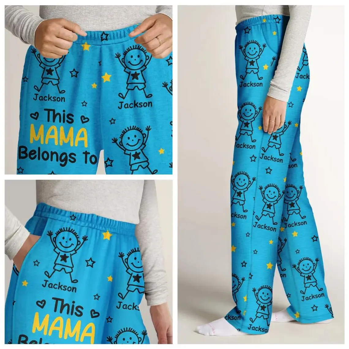 This Grandpa/Dad Belongs To – Personalized Kids & Pet Pajama Pants - Image 4