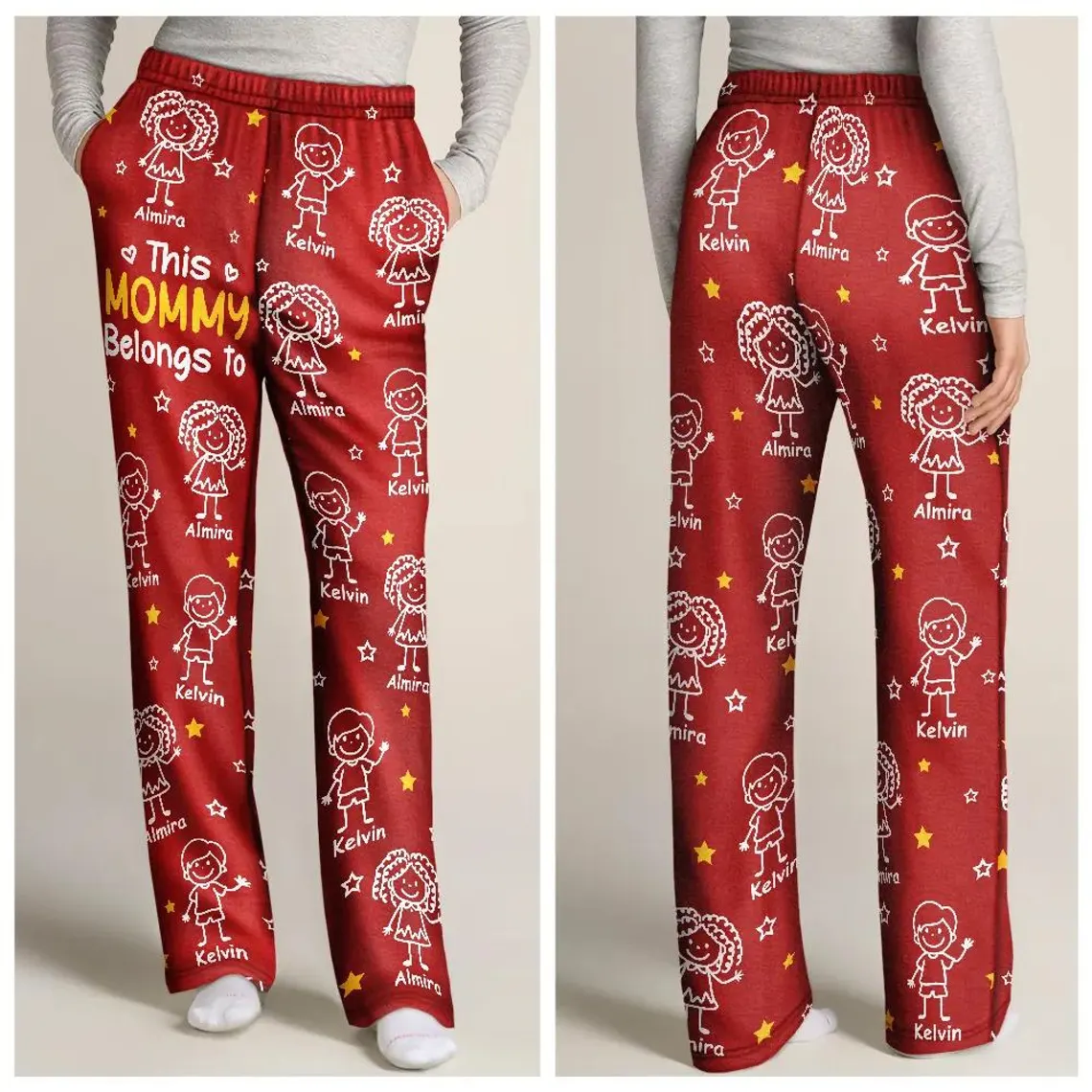This Grandpa/Dad Belongs To – Personalized Kids & Pet Pajama Pants - Image 5