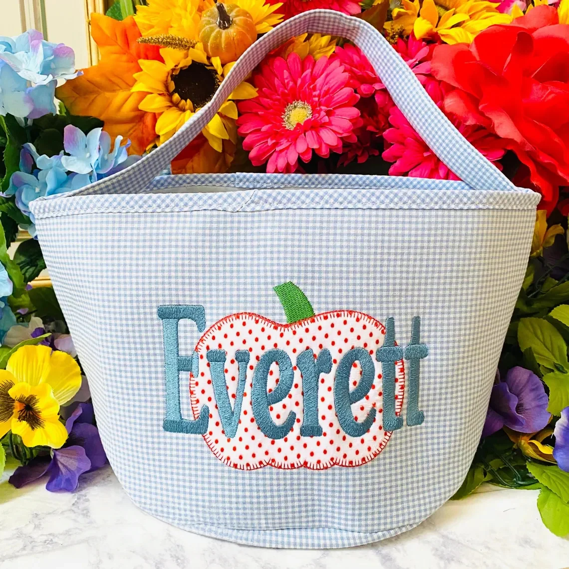 Personalized Halloween Bucket – Pink or Blue Gingham Trick-or-Treat - Image 3