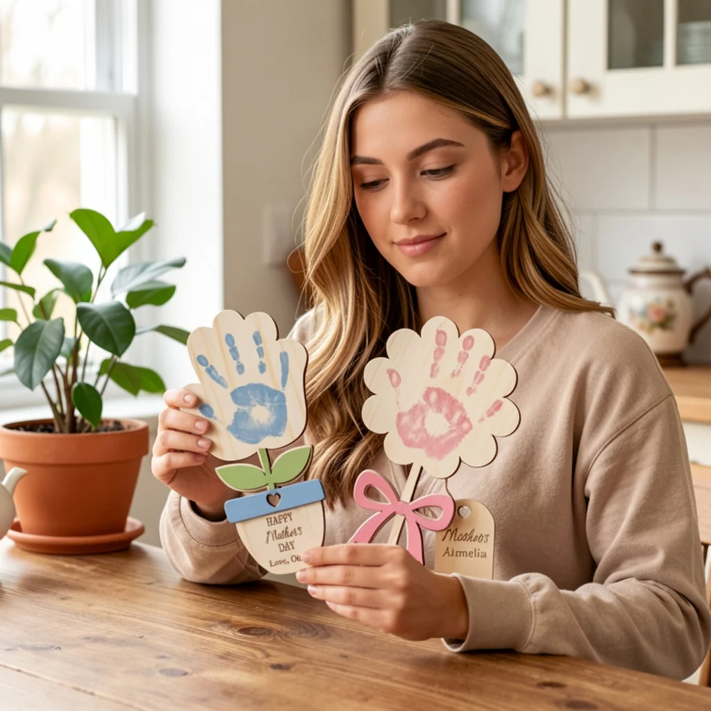 Personalized Handprint Flower Gift for Mom & Grandma - Image 2
