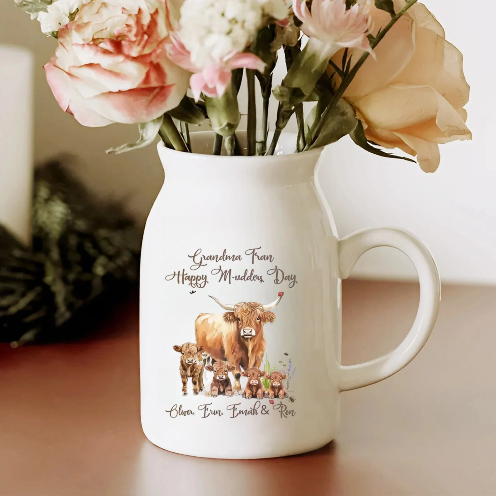Personalized Highland Cow Vase | Custom Ceramic Flower Vase Gift - Image 3