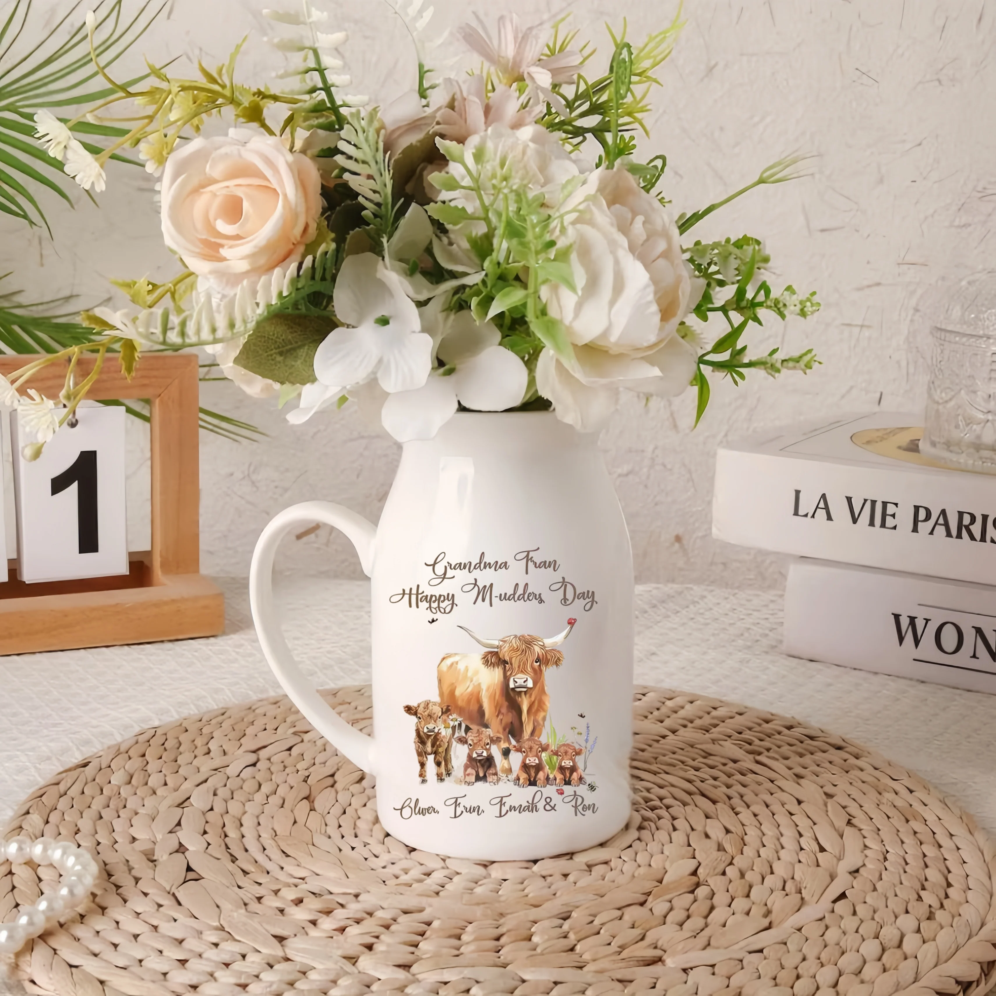 Personalized Highland Cow Vase | Custom Ceramic Flower Vase Gift - Image 4