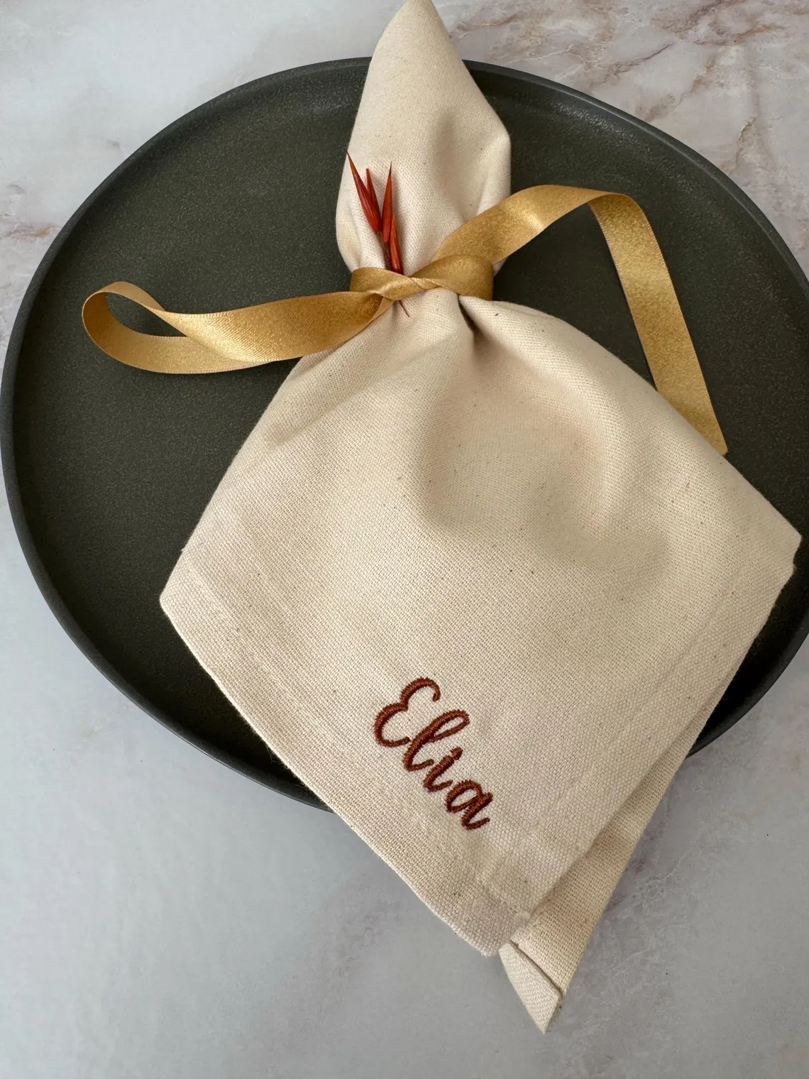 Personalized Holiday Napkin | Custom Embroidered Name Cloth Napkin for Christmas - Image 3