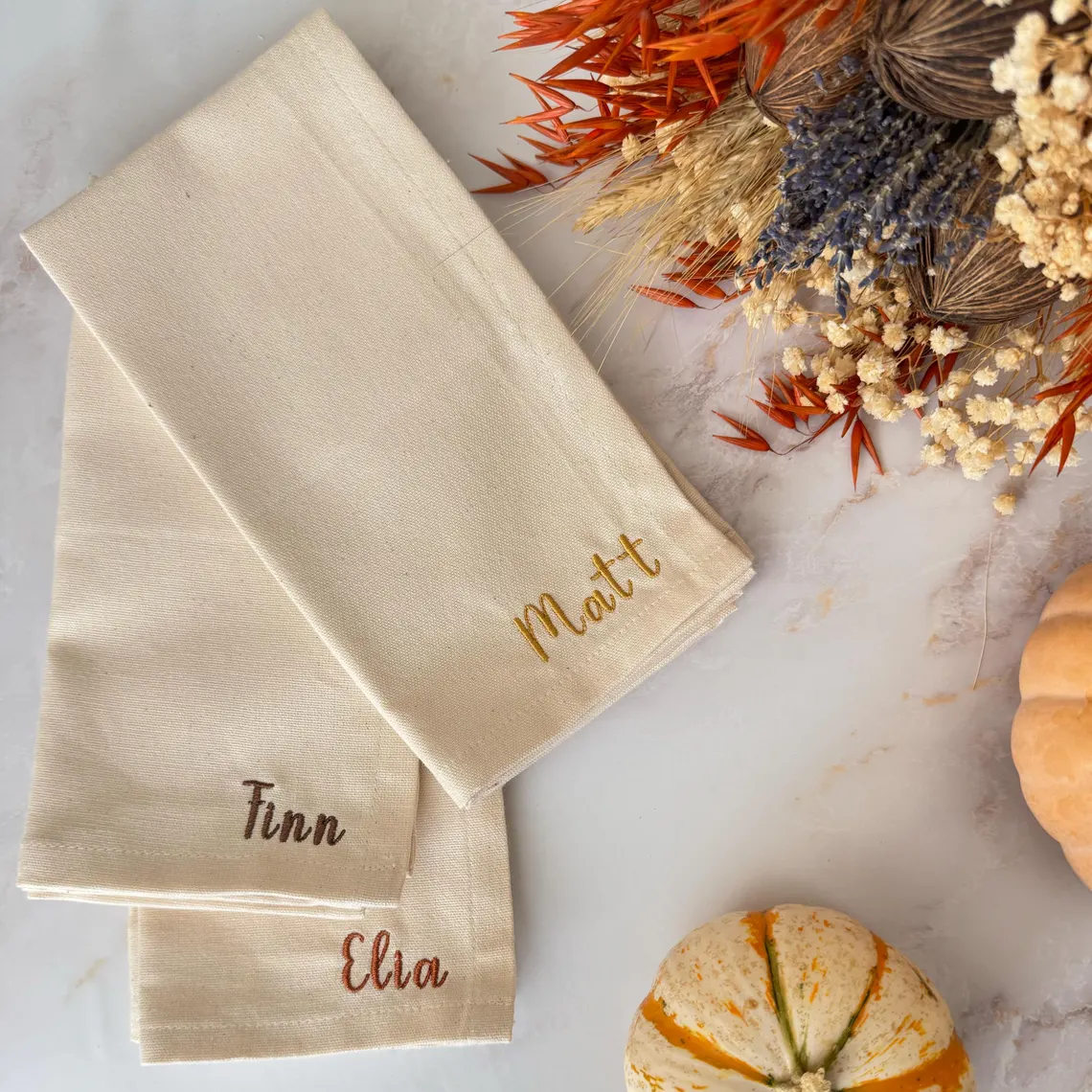 Personalized Holiday Napkin | Custom Embroidered Name Cloth Napkin for Christmas - Image 4