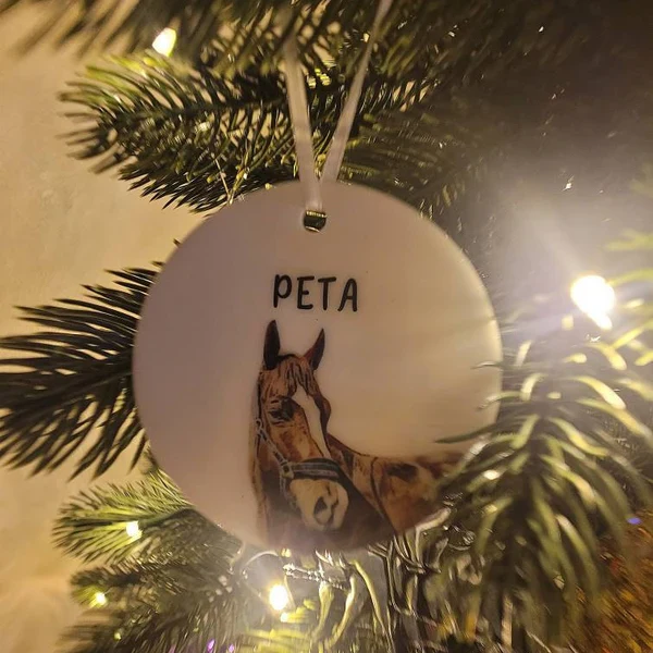 Personalized Horse Ceramic Ornament 2025 | Custom Watercolor Photo Gift - Image 2