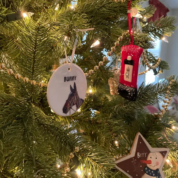 Personalized Horse Ceramic Ornament 2025 | Custom Watercolor Photo Gift - Image 3