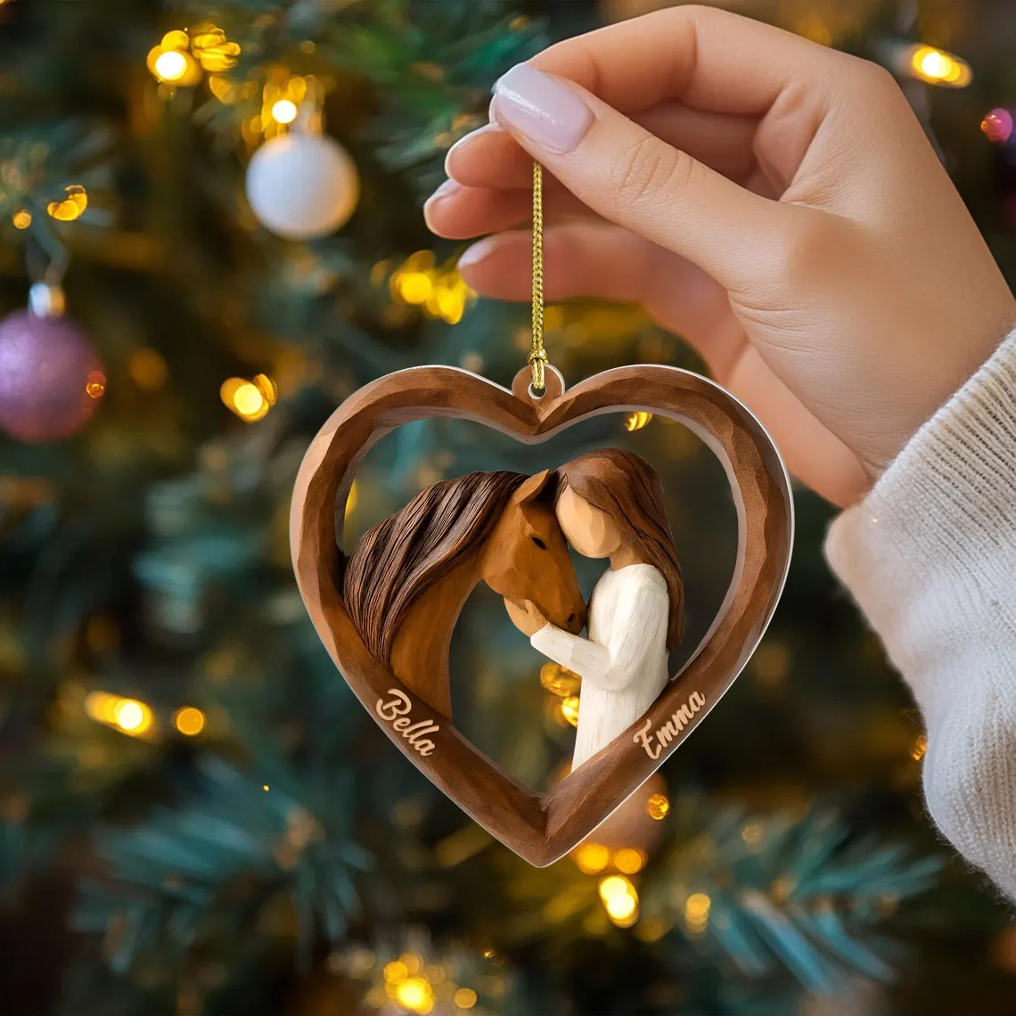 Personalized Horse Lover Acrylic Ornament – Girl & Horse Keepsake - Image 4