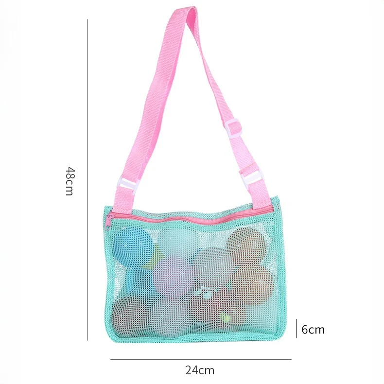 Personalized Name Mesh Seashell Beach Bag for Kids - Image 11
