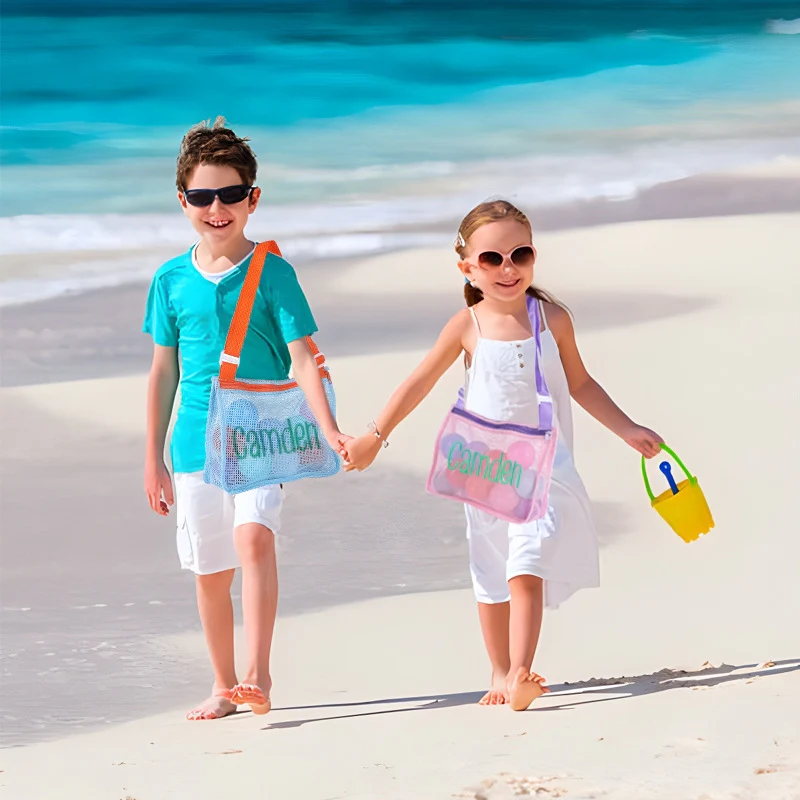 Personalized Name Mesh Seashell Beach Bag for Kids - Image 7
