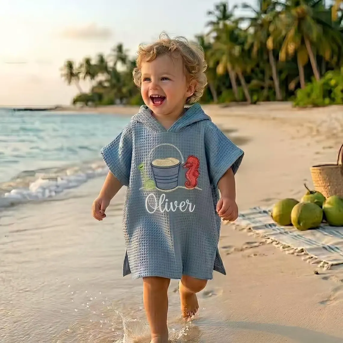Personalized Toddler Beach Towel | Hooded Poncho 1–3T - Image 2