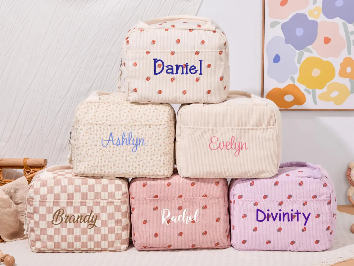 Custom Corduroy Lunch Bag for Kids | Personalized Back to School Gift - Image 4