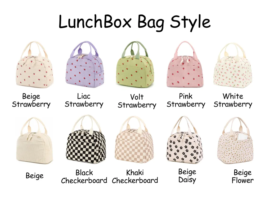 Custom Corduroy Lunch Bag for Kids | Personalized Back to School Gift - Image 5