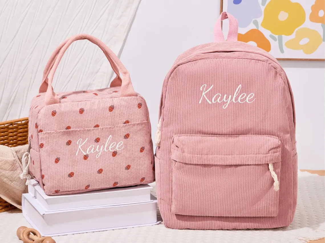 Custom Corduroy Lunch Bag for Kids | Personalized Back to School Gift - Image 8