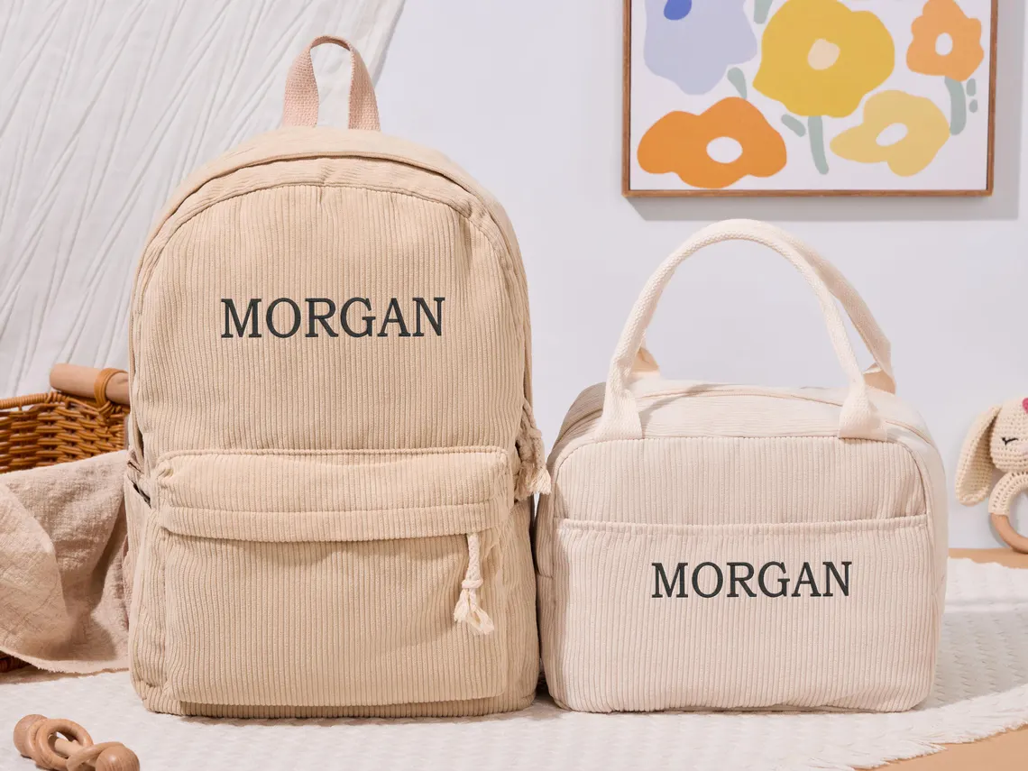 Custom Corduroy Lunch Bag for Kids | Personalized Back to School Gift - Image 9