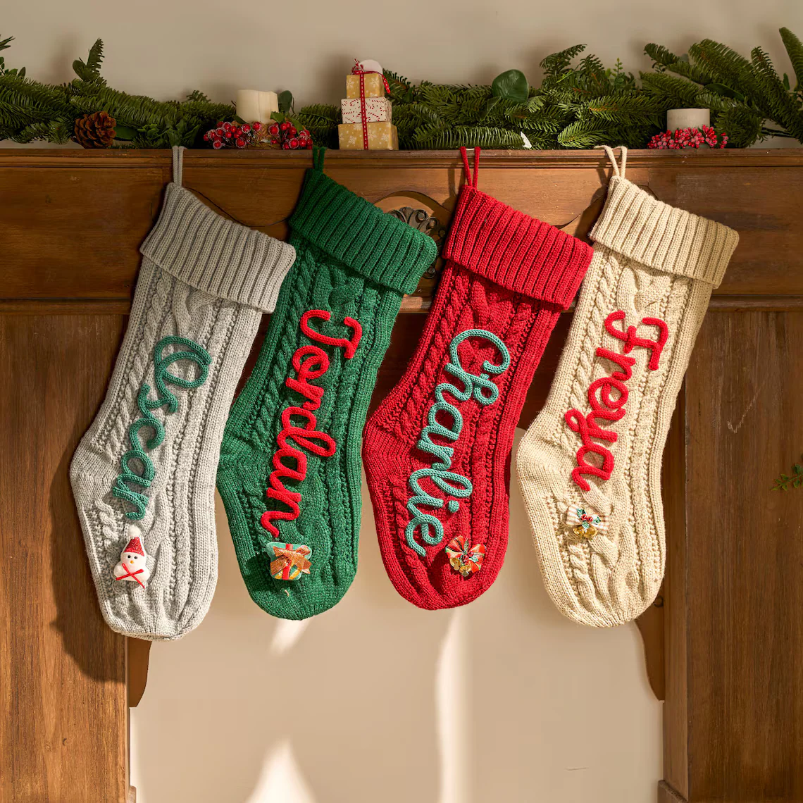 2025 Personalized Knit Christmas Stocking | Custom Embroidered Name - Image 2