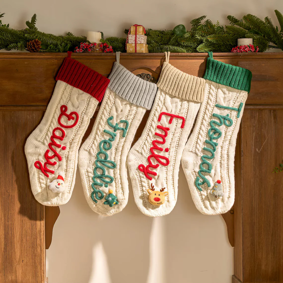 2025 Personalized Knit Christmas Stocking | Custom Embroidered Name - Image 3