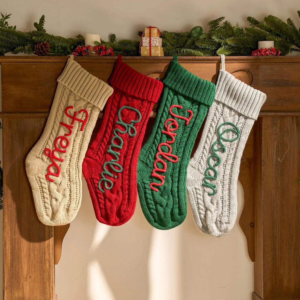 2025 Personalized Knit Christmas Stocking | Custom Embroidered Name - Image 5