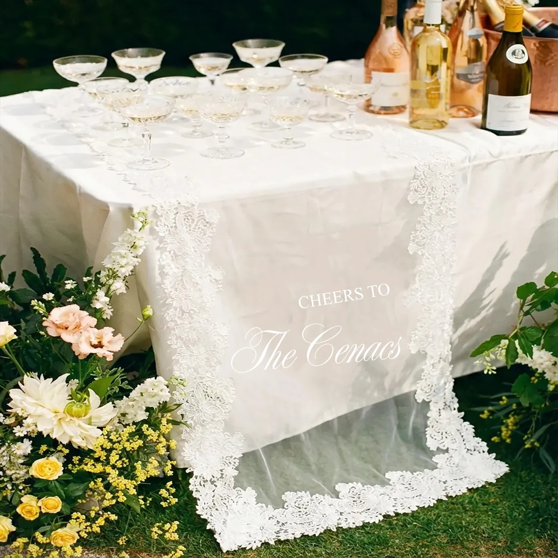 Personalized Lace Wedding Welcome Sign Sheer Fabric Banner - Image 2