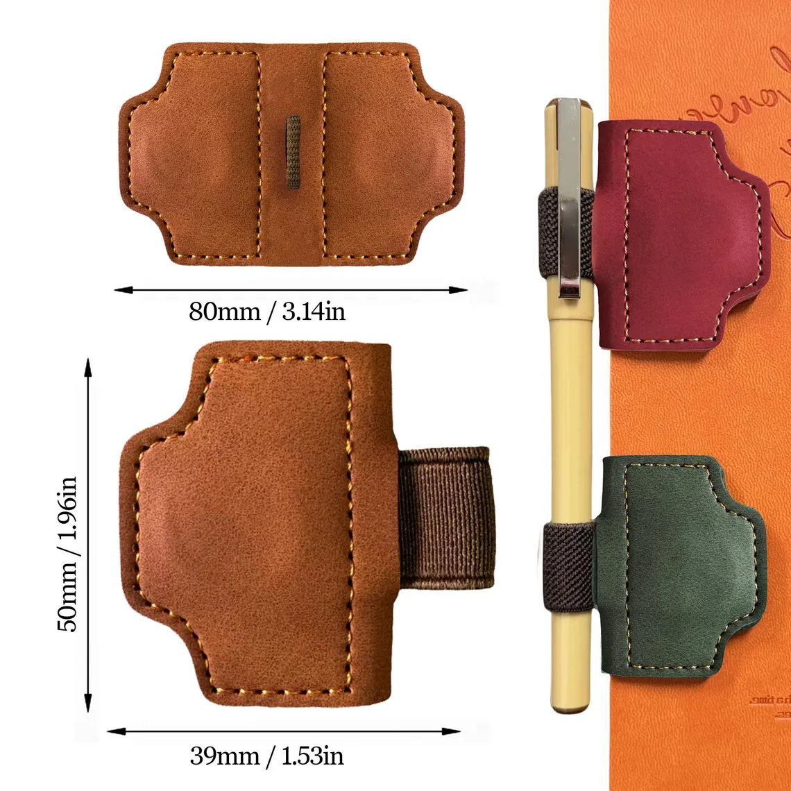 Personalized Leather Bookmark with Birth Flower & Pen Holder - Image 8