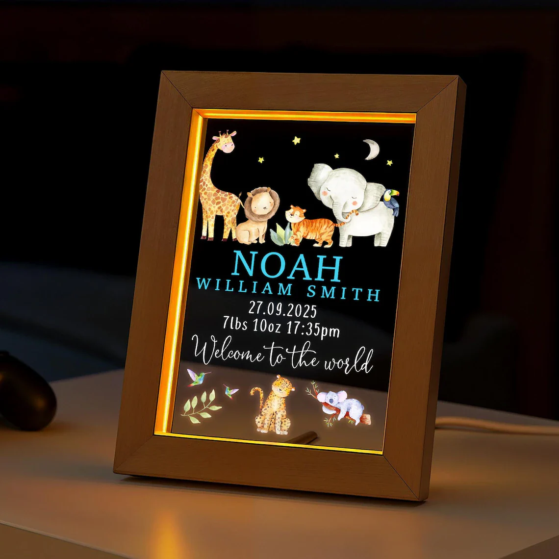 Personalized LED New Baby Night Light – Nursery Baby Girl/Boy Gift - Image 6
