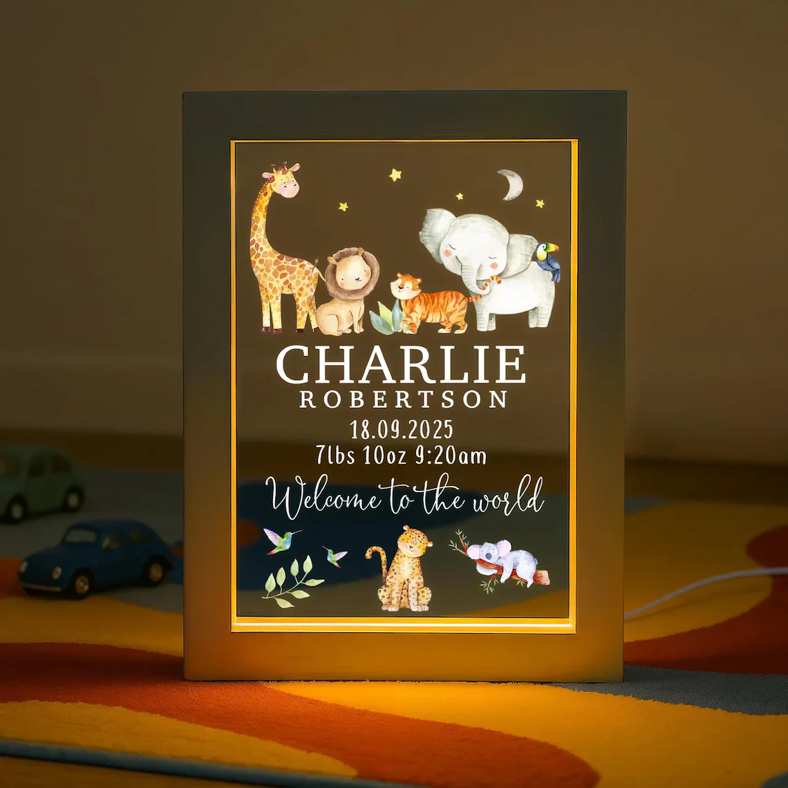 Personalized LED New Baby Night Light – Nursery Baby Girl/Boy Gift - Image 7